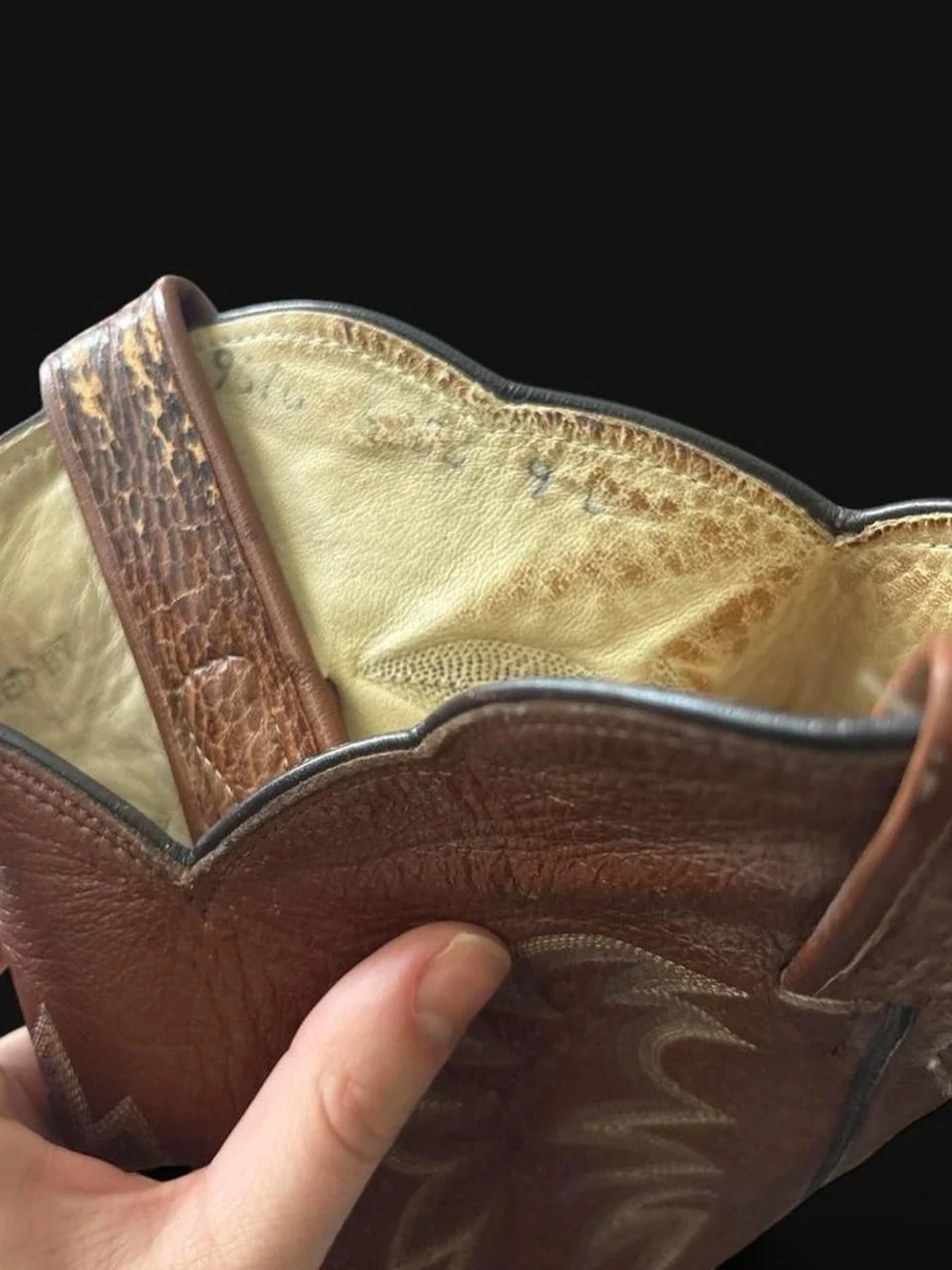 Men's Brown Ostrich-Texture Western Cowboy Boots